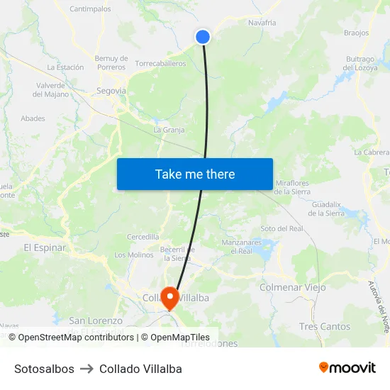 Sotosalbos to Collado Villalba map
