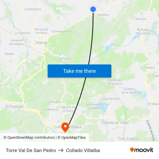 Torre Val De San Pedro to Collado Villalba map