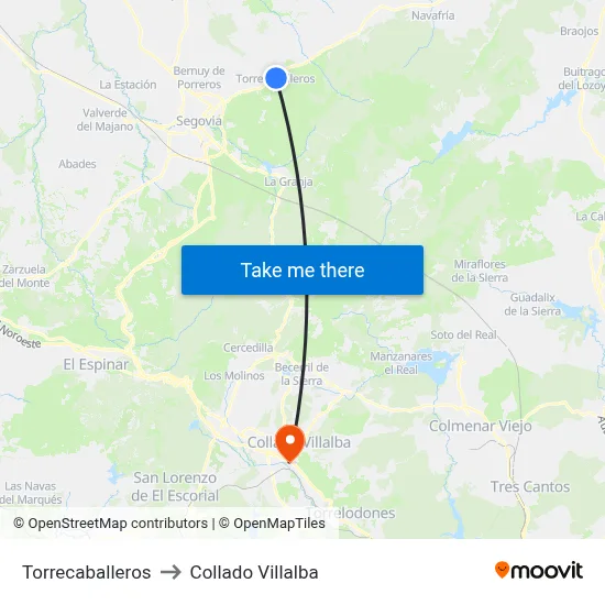Torrecaballeros to Collado Villalba map