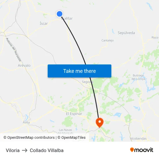 Viloria to Collado Villalba map