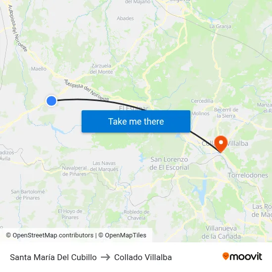Santa María Del Cubillo to Collado Villalba map