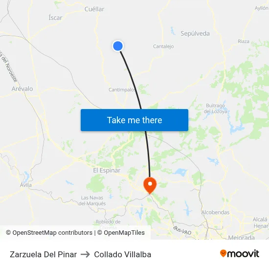 Zarzuela Del Pinar to Collado Villalba map