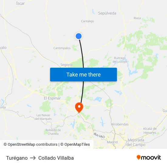 Turégano to Collado Villalba map