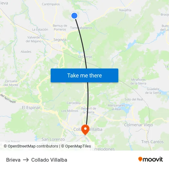Brieva to Collado Villalba map