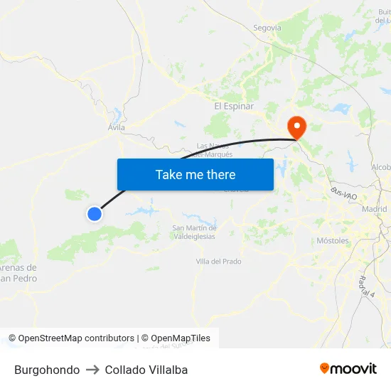 Burgohondo to Collado Villalba map
