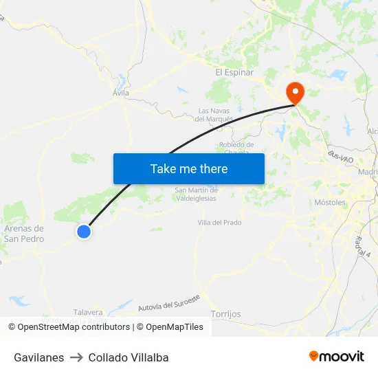 Gavilanes to Collado Villalba map
