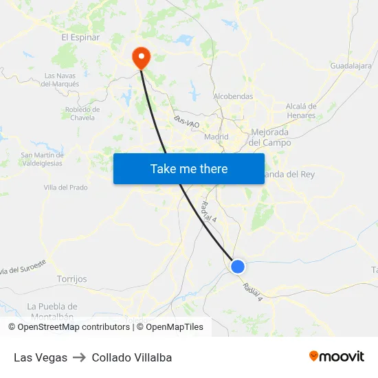 Las Vegas to Collado Villalba map
