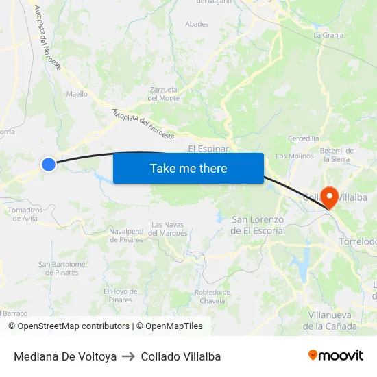 Mediana De Voltoya to Collado Villalba map