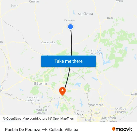 Puebla De Pedraza to Collado Villalba map