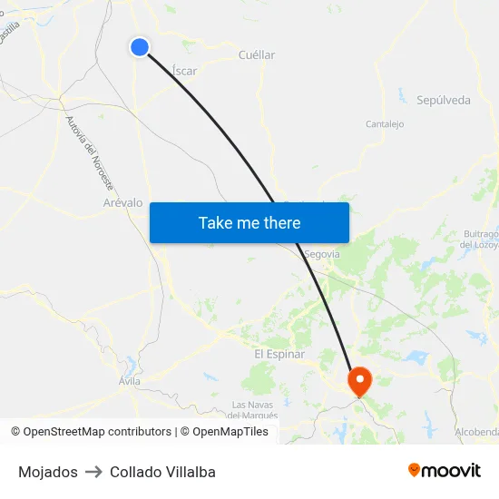 Mojados to Collado Villalba map