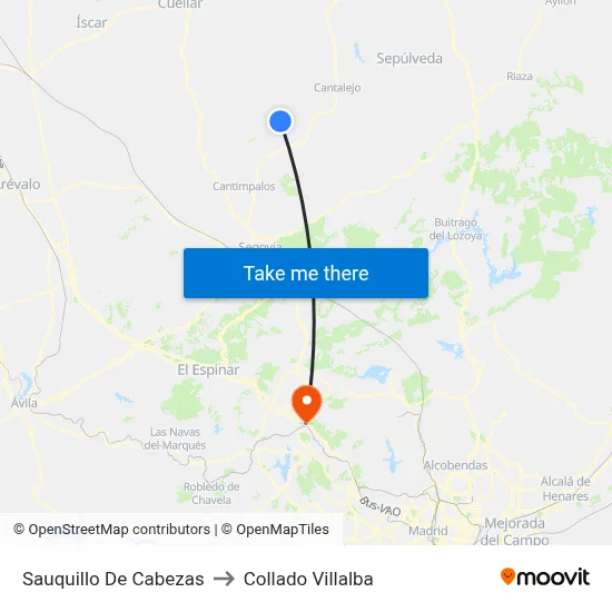 Sauquillo De Cabezas to Collado Villalba map