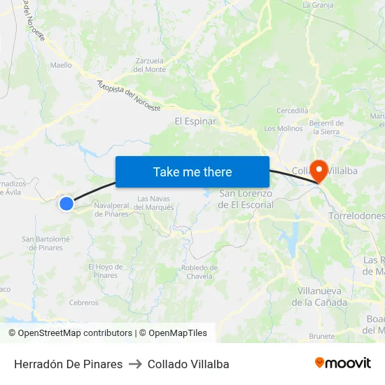 Herradón De Pinares to Collado Villalba map