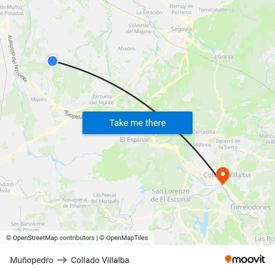 Muñopedro to Collado Villalba map