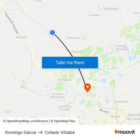 Domingo García to Collado Villalba map