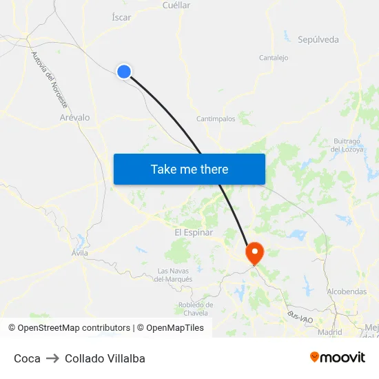 Coca to Collado Villalba map