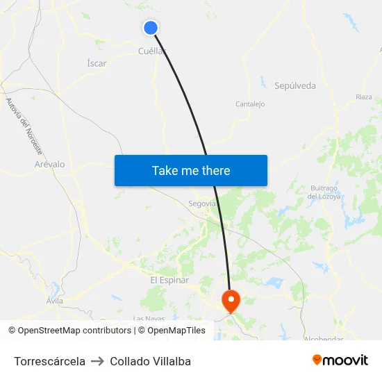Torrescárcela to Collado Villalba map