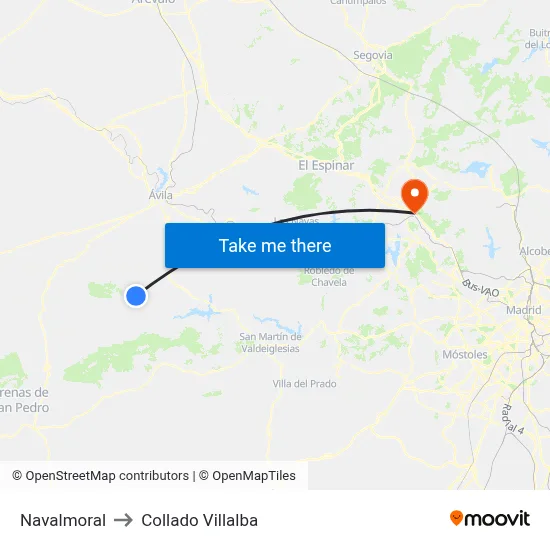 Navalmoral to Collado Villalba map
