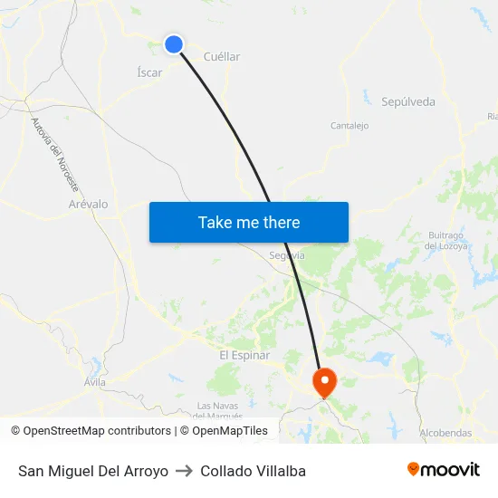 San Miguel Del Arroyo to Collado Villalba map