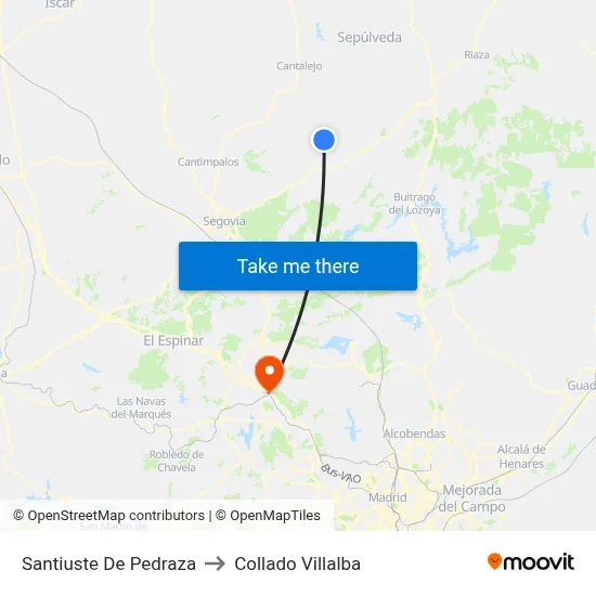 Santiuste De Pedraza to Collado Villalba map