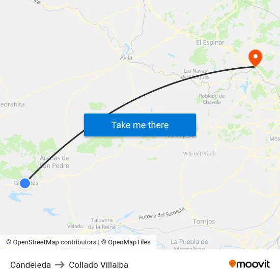 Candeleda to Collado Villalba map
