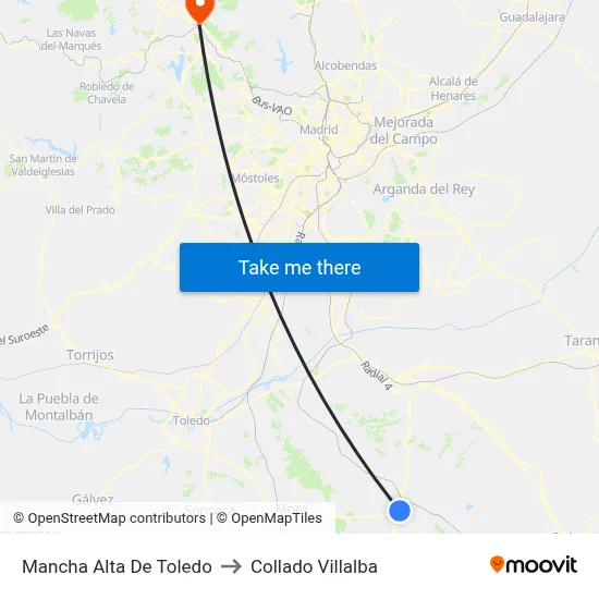 Mancha Alta De Toledo to Collado Villalba map
