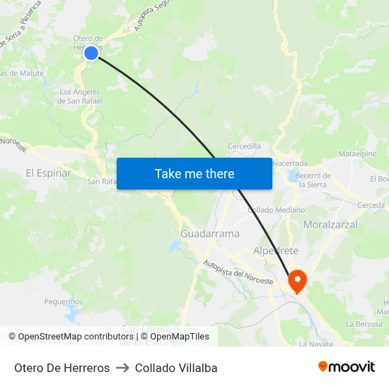 Otero De Herreros to Collado Villalba map