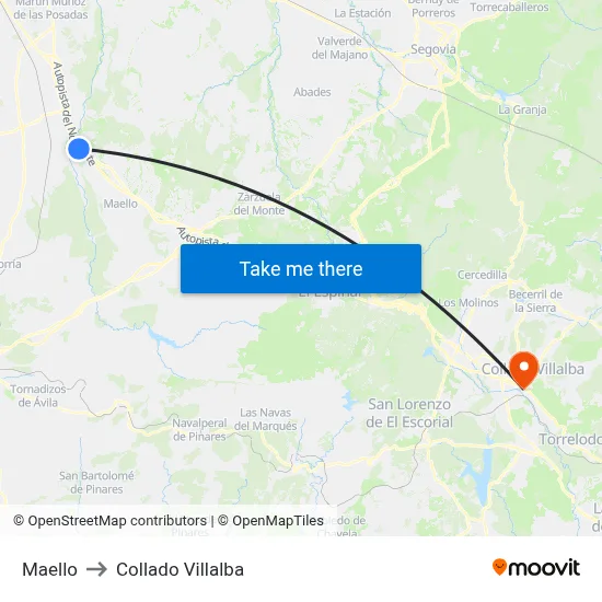 Maello to Collado Villalba map
