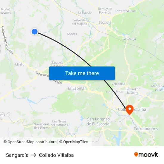Sangarcía to Collado Villalba map