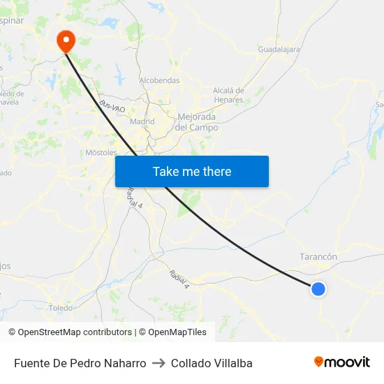 Fuente De Pedro Naharro to Collado Villalba map