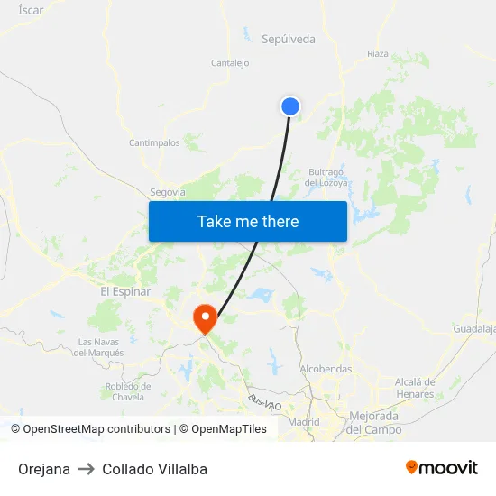 Orejana to Collado Villalba map