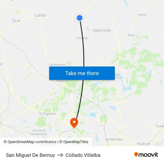 San Miguel De Bernuy to Collado Villalba map