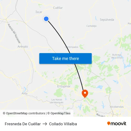 Fresneda De Cuéllar to Collado Villalba map