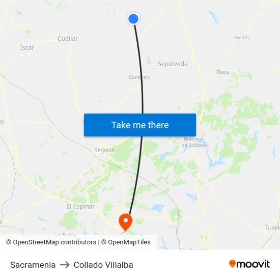 Sacramenia to Collado Villalba map