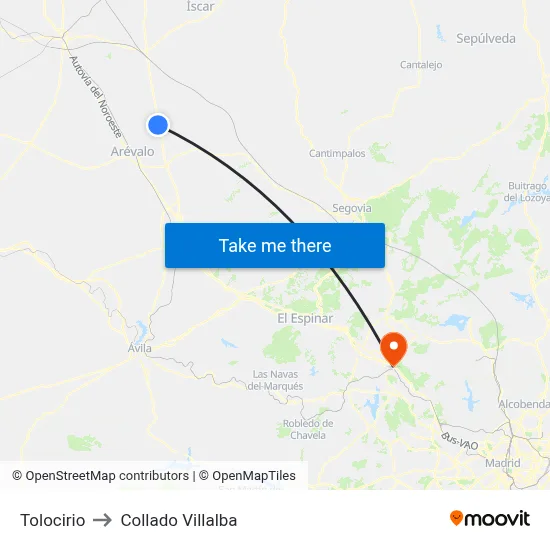 Tolocirio to Collado Villalba map