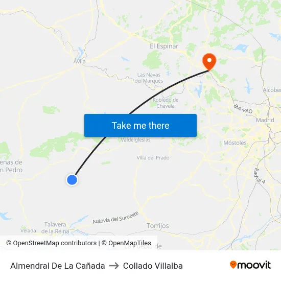 Almendral De La Cañada to Collado Villalba map