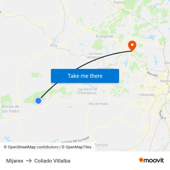 Mijares to Collado Villalba map