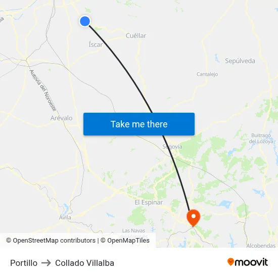 Portillo to Collado Villalba map