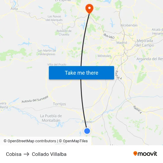 Cobisa to Collado Villalba map