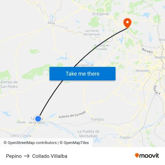 Pepino to Collado Villalba map