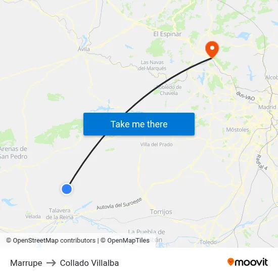 Marrupe to Collado Villalba map