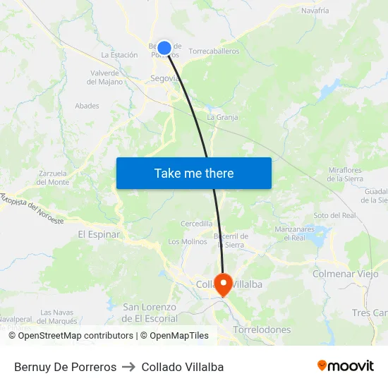Bernuy De Porreros to Collado Villalba map