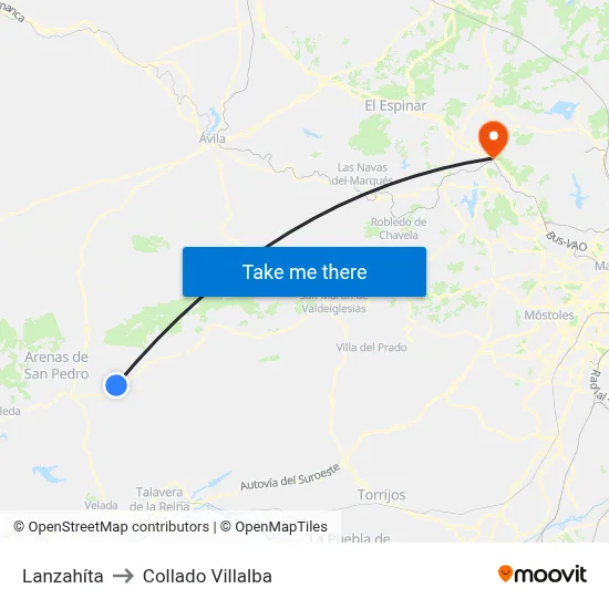 Lanzahíta to Collado Villalba map
