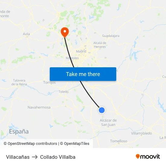 Villacañas to Collado Villalba map