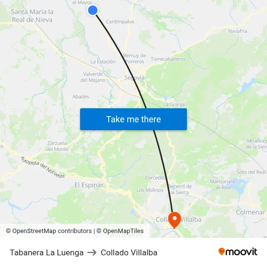 Tabanera La Luenga to Collado Villalba map