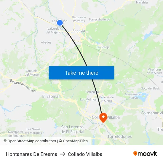 Hontanares De Eresma to Collado Villalba map