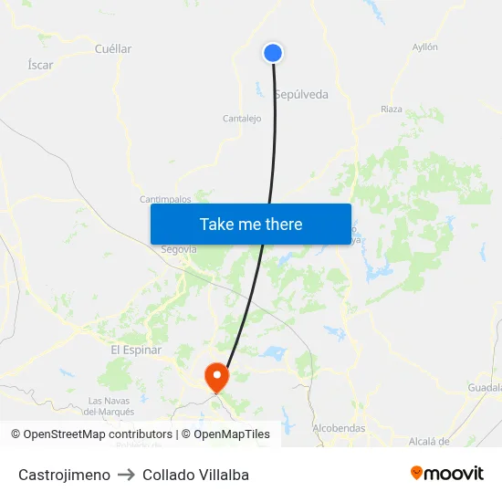 Castrojimeno to Collado Villalba map