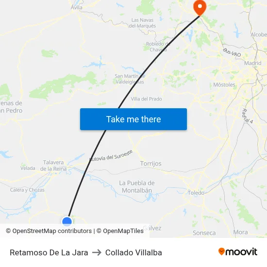 Retamoso De La Jara to Collado Villalba map