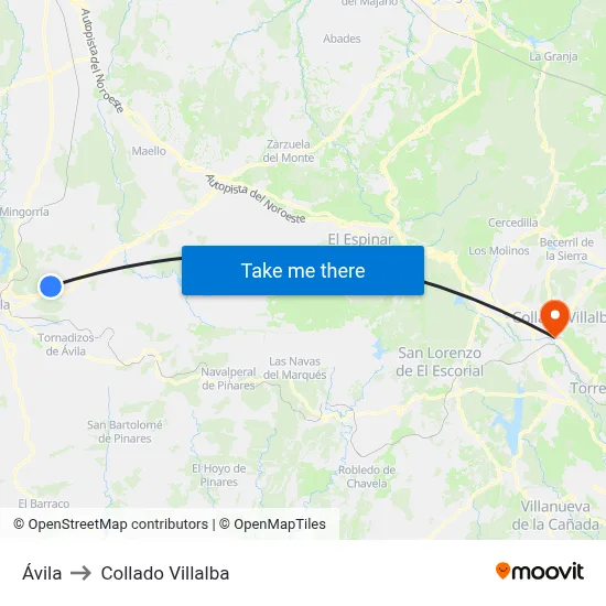 Ávila to Collado Villalba map