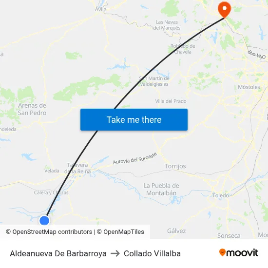 Aldeanueva De Barbarroya to Collado Villalba map
