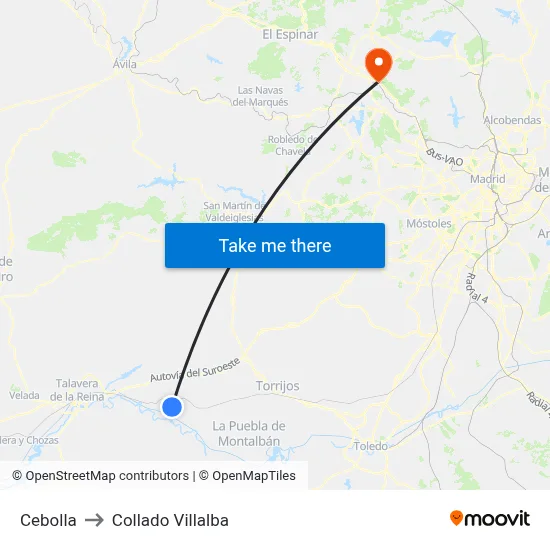 Cebolla to Collado Villalba map